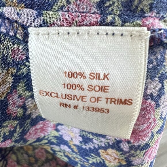 One Fine Day Womens Shirt Pintuck Sheer Floral Cottagecore Prairie Silk Small - Picture 7 of 7